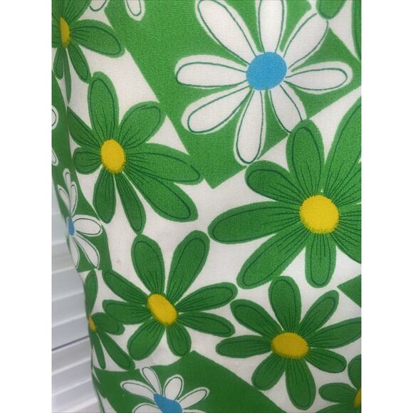 Vintage Handmade 60's 70's Shirt Lime Green Daisy Cutout Sleeves Open Front Med - Picture 6 of 6